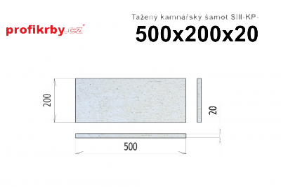 Kamnářská šamotová deska tloušťka 20 mm profikrby Tažený šamot SIII-KP - 500x200x20