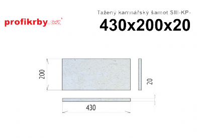 Kamnářská šamotová deska tloušťka 20 mm profikrby Tažený šamot SIII-KP - 430x200x20
