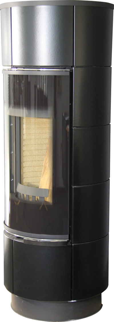 Sloupová krbová kamna THORMA Filakovo - Exkluziv Line - Krbová kamna ATIKA PLUS keramika černá-matná s akumulací, černý lak
