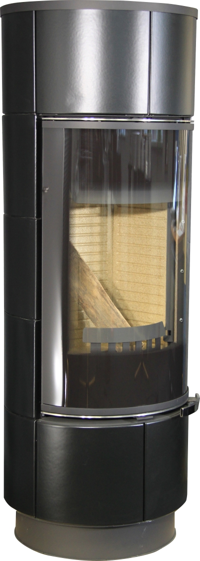 Sloupová krbová kamna THORMA Filakovo - Exkluziv Line - Krbová kamna ATIKA PLUS keramika černá-matná s akumulací, černý lak