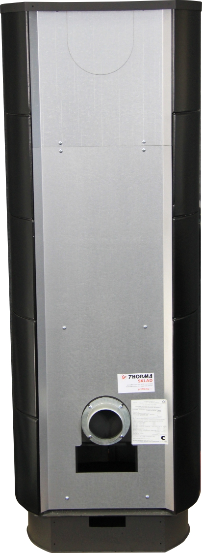 Sloupová krbová kamna THORMA Filakovo - Exkluziv Line - Krbová kamna ATIKA PLUS keramika černá-matná s akumulací, černý lak