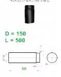 V.A.P.K. Kouřovod 150 černý Roura délky 500 mm - průměr 150 mm,  tl.1,5