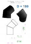 STS Prachatice Kouřovod 180 Koleno 45° - průměr 180 mm  tl.2