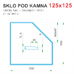 Podložka - sklo pod kamna tloušťka 8 mm 125x125 tvar zkosený roh