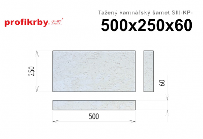 Kamnářská šamotová deska tloušťka 60 mm profikrby Tažený šamot SIII-KP - 500x250x60