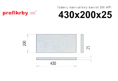 Kamnářská šamotová deska tloušťka 25 mm profikrby Tažený šamot SIII-KP - 430x200x25