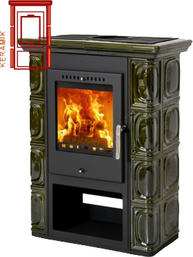 Krbová kamna Thorma kachlová THORMA Filakovo Borgholm Keramik olivově zelená, kachlová krbová kamna