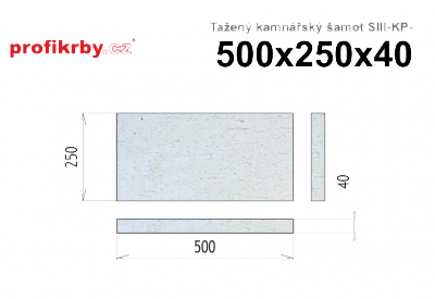 Kamnářská šamotová deska tloušťka 40 mm profikrby Tažený šamot SIII-KP - 500x250x40