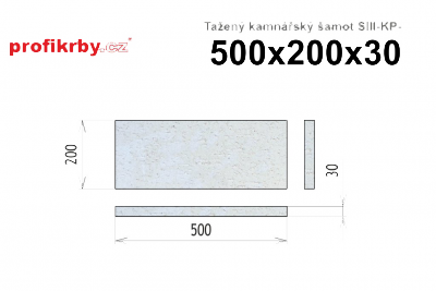 Kamnářská šamotová deska tloušťka 30 mm profikrby Tažený šamot SIII-KP - 500x200x30