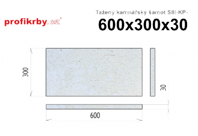 Kamnářská šamotová deska tloušťka 30 mm profikrby Tažený šamot SIII-KP - 600x300x30