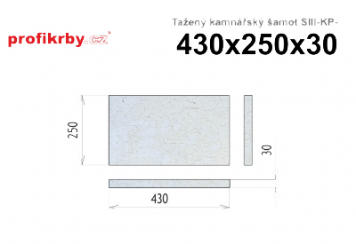 Kamnářská šamotová deska tloušťka 30 mm profikrby Tažený šamot SIII-KP - 430x250x30