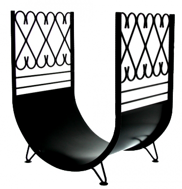 Krbové nářadí profikrby Koš na dřevo SATURN II vysový - U tvar, kovaný, černý