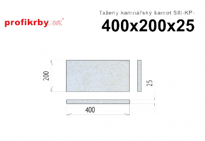 Kamnářská šamotová deska tloušťka 25 mm profikrby Tažený šamot SIII-KP - 400x200x25