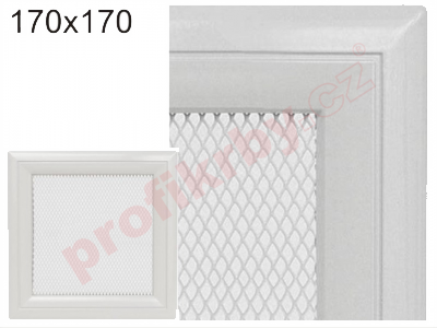 Krbová mřížka Kratki profil rámečku Oskar bílá, rozměr 170x170 mm