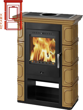 Krbová kamna Thorma kachlová THORMA Filakovo Borgholm Keramik odstín světlá umbra, kachlová krbová kamna