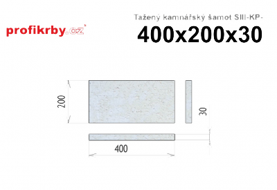 Kamnářská šamotová deska  tloušťka 30 mm profikrby Tažený šamot SIII-KP - 400x200x30