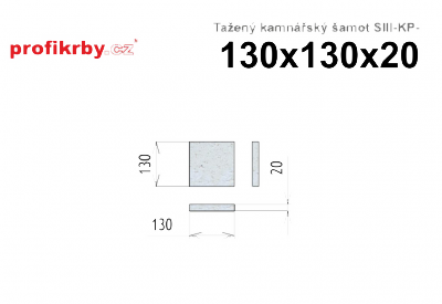 Kamnářská šamotová deska tloušťka 20 mm profikrby Tažený šamot SIII-KP - 130x130x20 - futrovačka