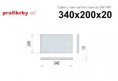 Kamnářská šamotová deska tloušťka 20 mm profikrby Tažený šamot SIII-KP - 340x200x20