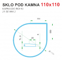 Podložka - sklo pod kamna tloušťka 8 mm Lienbacher 110x110 tvar kapka