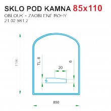 Podložka - sklo pod kamna tloušťka 8 mm Lienbacher 85x110