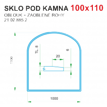 Podložka - sklo pod kamna tloušťka 8 mm Lienbacher 100x110 oblouk